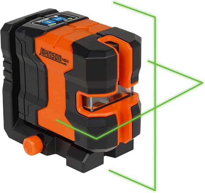 Johnson Level & Tool JLN300-GNCL Laser Level, Self-Leveling Cross-Line Laser with GreenBrite® Technology, Magnetic Base, Hard-shell Carry Case, Lithium Ion Battery, Magnetic