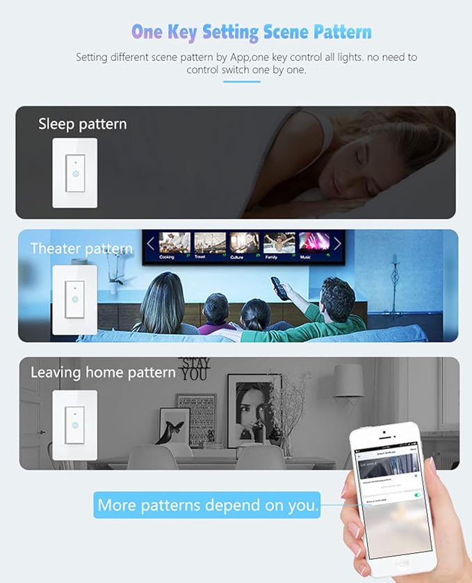 Smart WiFi Switch - Wireless Smartphone Controlled Wall Light Switch, Compatible with Alexa, Google Home, IFTTT, Android & iOS - No Hub Required (1-Pack)