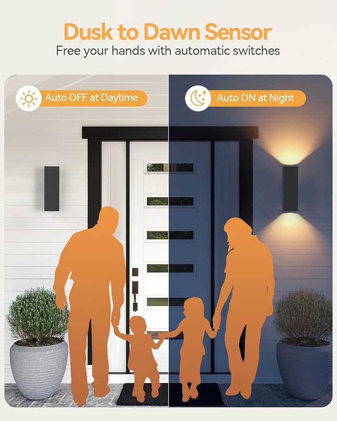 KIZON Outdoor Wall Light RGBCW Smart Porch Lights with Remote Control, Dusk to Dawn Outdoor Light Fixture Wall Mount for House, Compatible with Alexa Google Assistant, ETL Listed