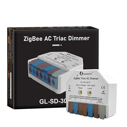 GLEDOPTO ZigBee 3.0 Triac AC Dimmer Switch Mini LED Dimmable Switch 400W Max Push Button Smart App Voice Control Work with H/ue Alexa Conbee II Homey Zigbee2mqtt Home Assistant (Hub Required)