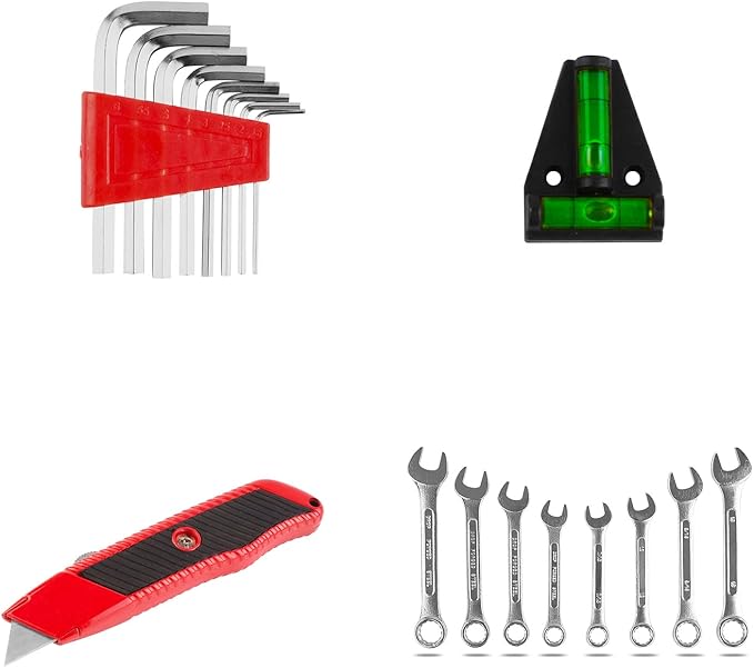 TLGREEN 95 Piece Tool Set, Tool Kit, Mechanics Tool Set, Portable Toolbox with Adjustable Wrench Pliers Socket Bits, with Plastic Toolbox, for House Apartment Garage (Red)