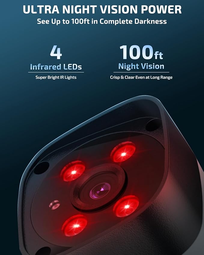 《2-Way Audio & 130°Wide Angle Lens》Wireless Security Camera System Outdoor, WiFi Cameras for Home Video Surveillance Systems