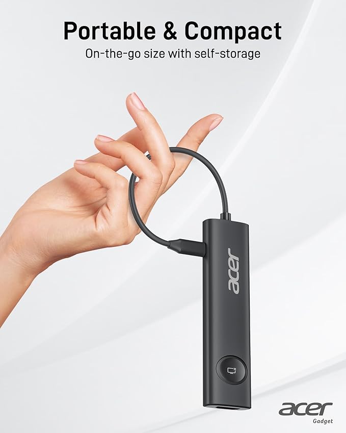 Acer USB C HUB Multiport Adapter, 7 in 1 USB-C to HDMI Adapter with 4K@60Hz, 100W PD, 5Gbps 2*USB-A 3.1, 1*Type-C 3.1, SD Card Reader Type C Dongle for iPhone 16/15, MacBook Pro/air, iPad, Acer(Black)