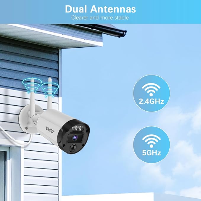 【90ft Super Night Vision】 5MP Outdoor Wireless Security Camera System, Wireless Cameras for Home Security, Home Video Security Cameras, WiFi Surveillance Systems