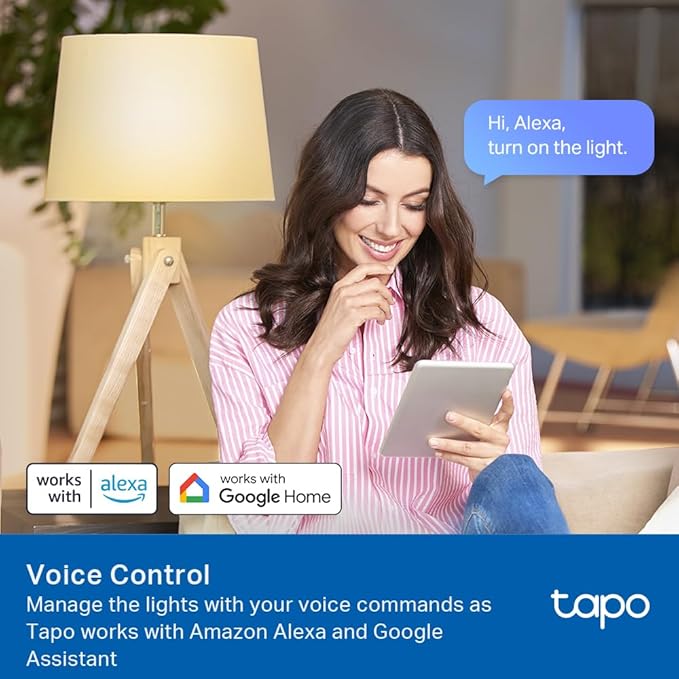 Tapo TP-Link Smart Light Bulbs, 800 Lumens (60W Equivalent), 2700K Soft Warm White LED Bulb, Dimmable, Compatible with Alexa and Google Home, No Hub Required, A19 E26, L510E (4-Pack)