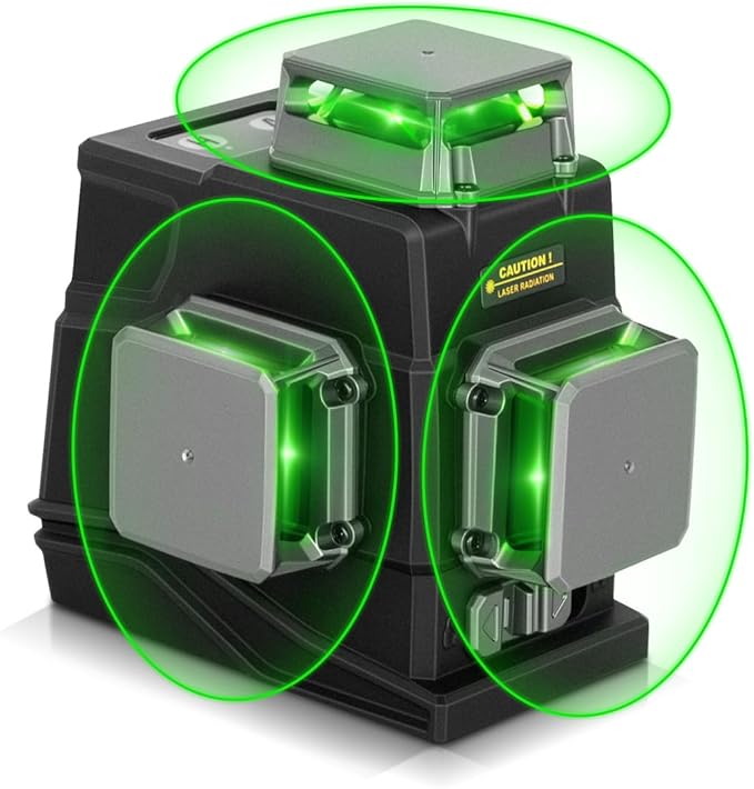 JEPPO Laser Level 360 Self Leveling,3x360° Cross Line Green Laser Level,3D Lazer Level for construction and picture hanging,APP Remote Control,with 5000mAh Rechargeable Battery,Magnetic Rotating Stand
