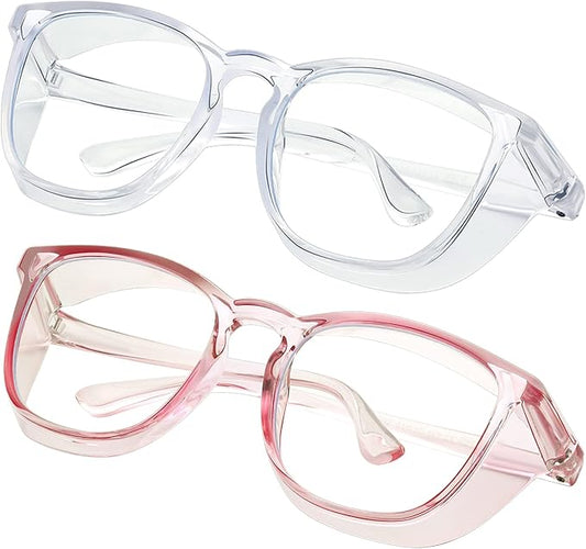Safety glasses Goggles Nurses Protective Eyewear - Anti Fog Square Frame Stylish Clear Glasses for Women Men