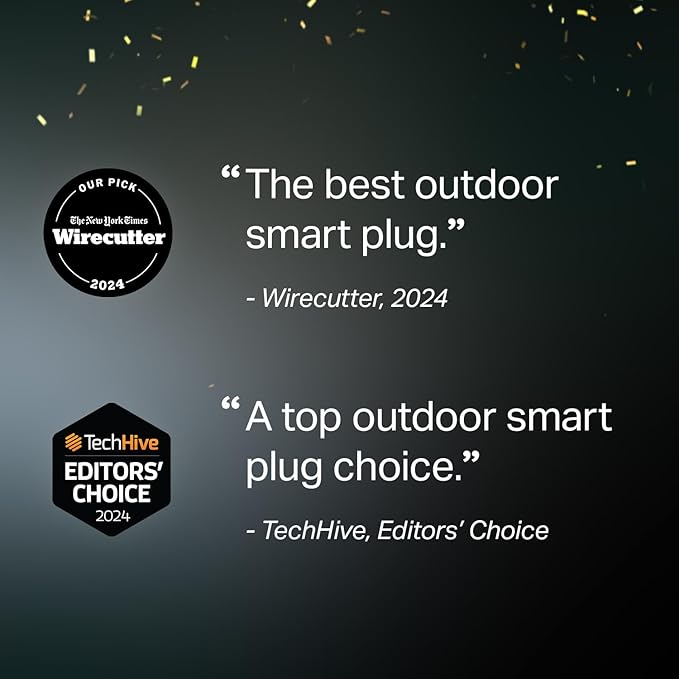 Kasa Outdoor Smart Plug, Smart Home Wi-Fi Outlet with 2 Sockets, IP64 Weather Resistance, Compatible with Alexa, Google Home & IFTTT, No Hub Required, ETL Certified(EP40), Black