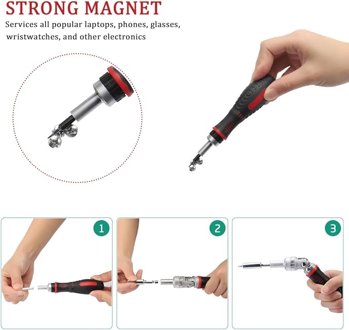 61 in 1 Magnetic Screwdriver Set, DIY Ratchet Screwdriver Set, Multi Bit Magnetic Drive Set with Detachable Ratchet Handle, Portable Compact Repair Tool Kit