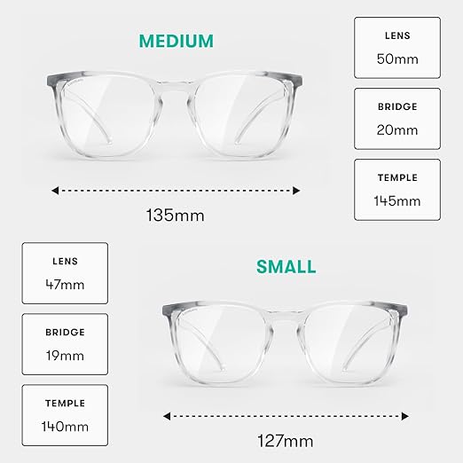 Stoggles Square Z87.2 Certified Polycarbonate Small Fit Safety Glasses, Scratch & Shatter-Proof, Blue-Light & UV Blocking Lens, Top & Side Shields, Anti-Fog Dip Coated, Protective & Stylish Eyewear