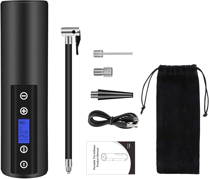 150 PSI Tire inflator portable air compressor with LCD Display Emergency LED Light Rechargeable Li-ion Batteryd Electric Cordless Air Pump for Cars, Motorbikes, Balls, Swim rings and All Bicycles
