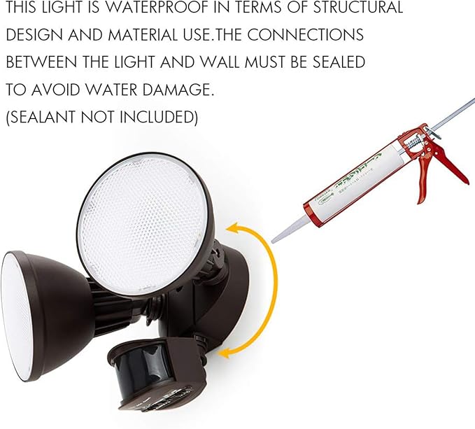 LUTEC 3200 Lumen 32W LED Motion Activated Integrated Dual-Head Flood Light Outdoor, Motion Sensor Light Outdoor, Dusk to Dawn Exterior Security Wall Light for Patio Garden,Bronze