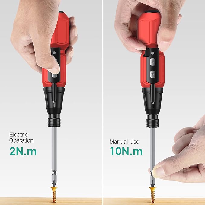 ORIA Mini Electric Screwdriver, Cordless Electric Screwdriver, 12 in 1 Rechargeable Screwdriver Set with 10 Screwdriver Bits, 1/4 inch Bit Holder, LED Light, Charging Cable, for Phones,Toys, PC