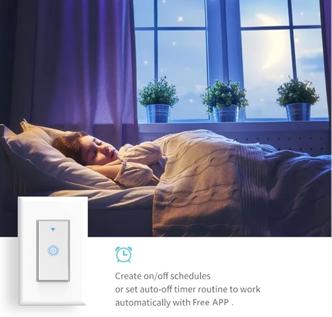 Smart WiFi Switch - Wireless Smartphone Controlled Wall Light Switch, Compatible with Alexa, Google Home, IFTTT, Android & iOS - No Hub Required (1-Pack)