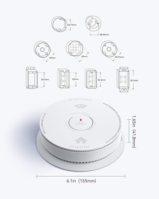 SITERWELL Hardwired Smoke Detector Carbon Monoxide Detector 10 Year Battery, Meets UL217-9th Standards, Interconnected Smoke and Carbon Monoxide Detector Combo with Bilingual Voice Alerts, 3 Pack
