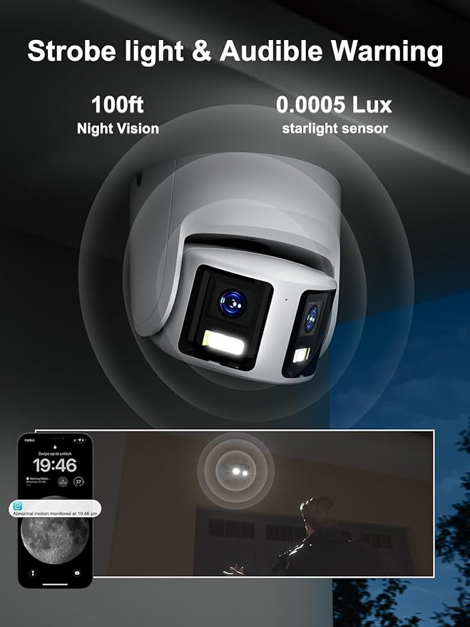 Anpviz 4K PoE Wide Angle Security Camera, Panoramic 180° IP Dual-Lens Dome Camera Outdoor with Human/Vehicle Detection, Starlight Sensor, Two Way Talk (Compatible K/I-Series NVRs)