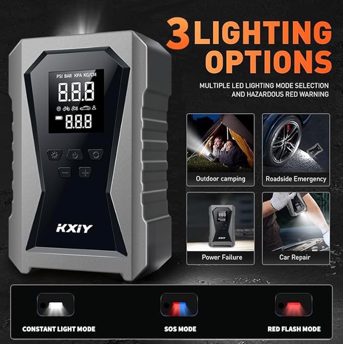 Air Jump Starter with Air Compressor, Car Battery Jumper Starter Portable (6.0 Gas/3.0L Diesel) with 150PSI Cordless Auto-Shutoff Tire Inflator, 12V Battery Charger Booster