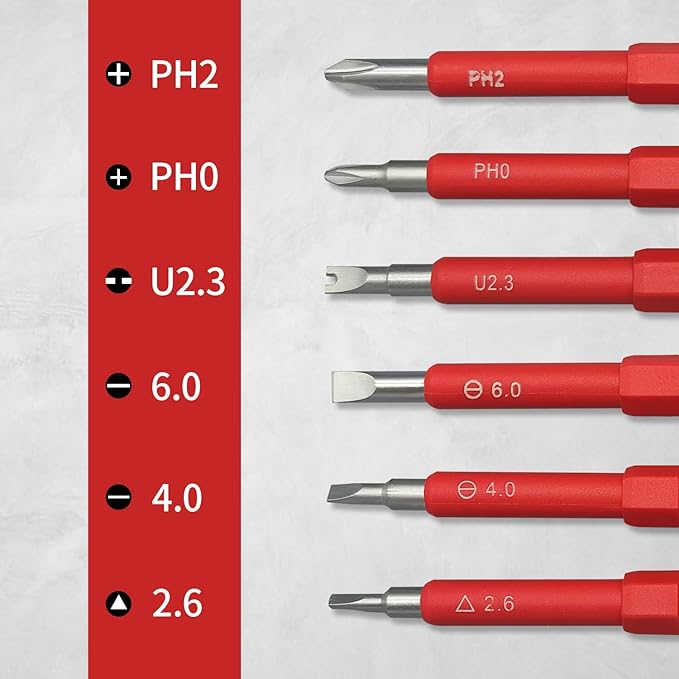 Insulated Screwdriver, HOUSERAN 5 Pcs Screwdriver Set, Electrician Tools Kit with Case, 1000V, Screw Driver with Interchangeable Blades, Electrical Screwdriver for Men Household Repair