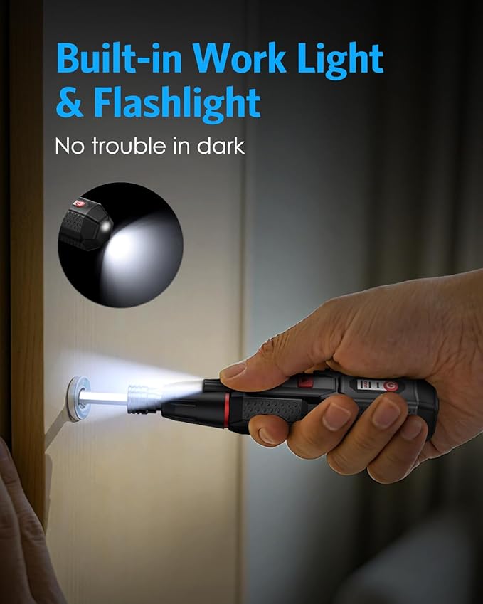 Upgraded 4.2V Electric Cordless Screwdriver, Rechargeable Screwdriver Set with 13 Bits, 3 Torque Settings, 1600mAh Battery & Dual LED Lights, Ideal Tool for Home Repairs, Installation