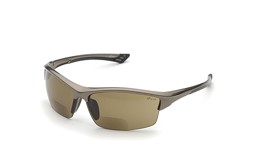 Delta Plus - WELRX350BR15 RX-350BR 1.5 Diopter Bifocal Safety Glasses, Metallic Brown Frame/Brown Lens