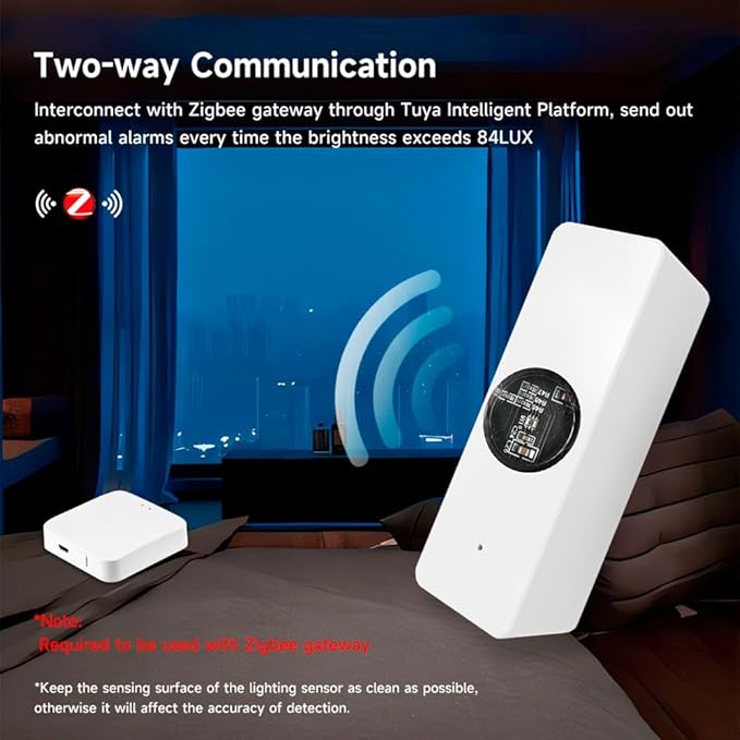 ZigBee Luminance Sensor Tuya Smart Light Sensor Linkage Control Brightness Sensor Work with Tuya Device Compatible with Alexa Google Assistant,Zigbee Hub Required