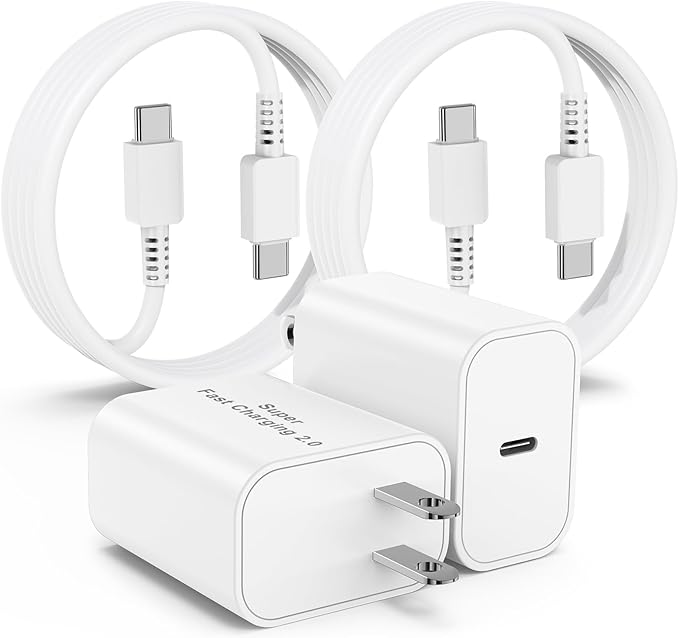 45W USB-C Charger for Samsung Charger Fast Charging, Type C Block & 6+10FT USBC to USBC Cable 2Pack for Galaxy S25 Ultra/S25 S24 S23 S22 S21 S20 Ultra/Plus, iPad Pro/Air, 45wSX-6FT-10FT-W-CS-250407-1