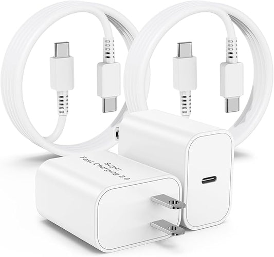 45W USB-C Charger for Samsung Charger Fast Charging, Type C Block & 6+10FT USBC to USBC Cable 2Pack for Galaxy S25 Ultra/S25 S24 S23 S22 S21 S20 Ultra/Plus, iPad Pro/Air, 45wSX-6FT-10FT-W-CS-250407-1
