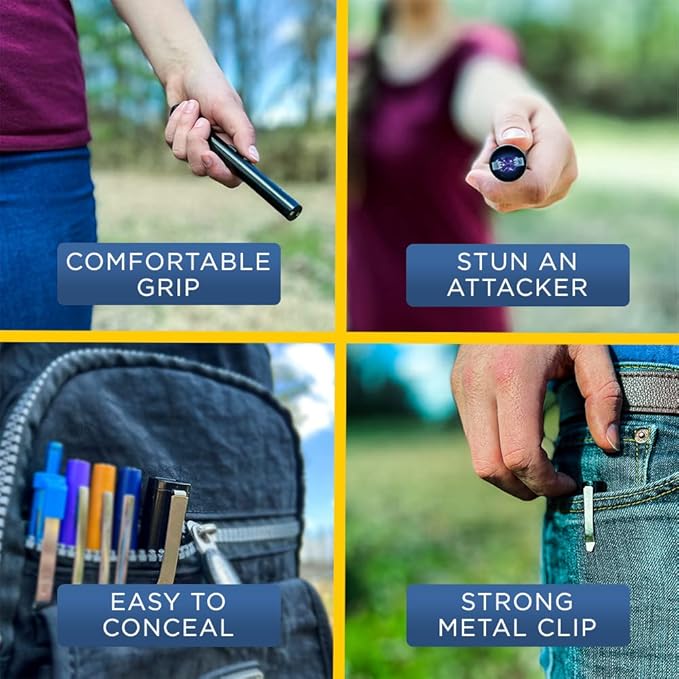 Streetwise Pain Pen 25,000,000 Volts Stun Gun for Self Defense - Tactical Stun Pen for Women and Men, USB Rechargeable, Battery Indicator, Durable Clip, Compact and Concealable for Protection