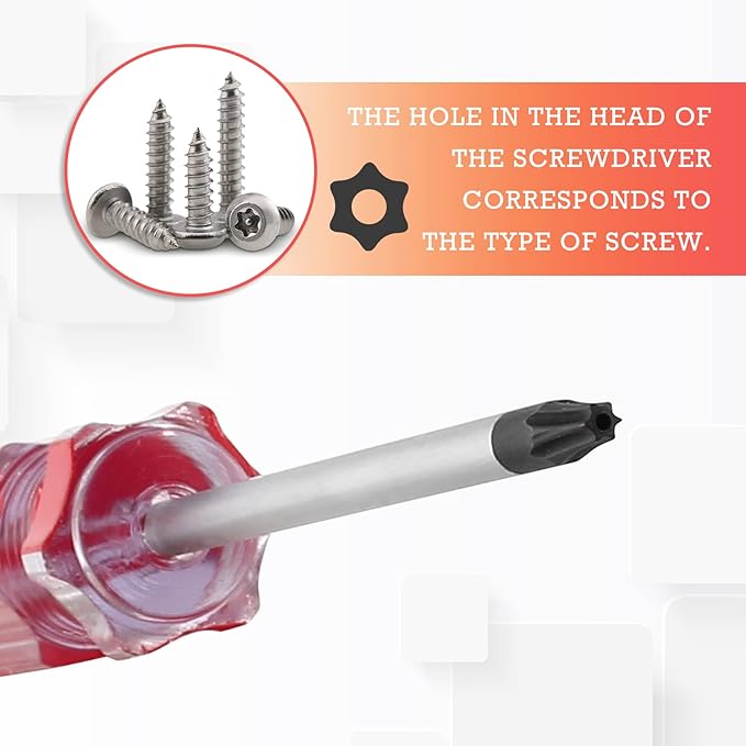 T10 Torx Security Screwdriver with Magnetic Tip Plastic Grip, Torx Screwdriver for Computer Repairing, Home Appliances(Red, 150mm/ 5.9")