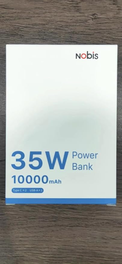 NOBIS Portable Charger, 10000mAh Power Bank Fast Charging, Battery Pack with C to C Cable, Battery Bank with Digital Display for iPhone iPad Android etc (Blue, 35W)