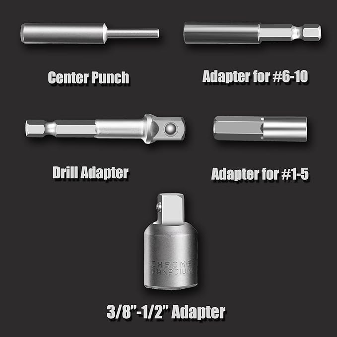 REXBETI 41-Piece Impact Bolt Extractor Screw Extractor Set and Stripped Screw Remover, Case with 16-Piece Bolt Extractor, 10-Piece HSS Drill Bit, 10-Piece Spiral Screw Extractor and 4 Piece Adapter