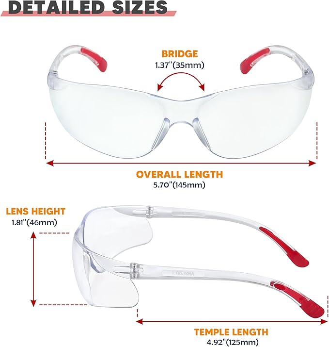 24 Pack Clear Safety Glasses, Protective Eyewear UV Protection & ANSI Z87.1, Safety Goggles Scratch & Impact Resistant Eye Protection for Men & Women - Ideal for Construction, Shooting, Lab Work
