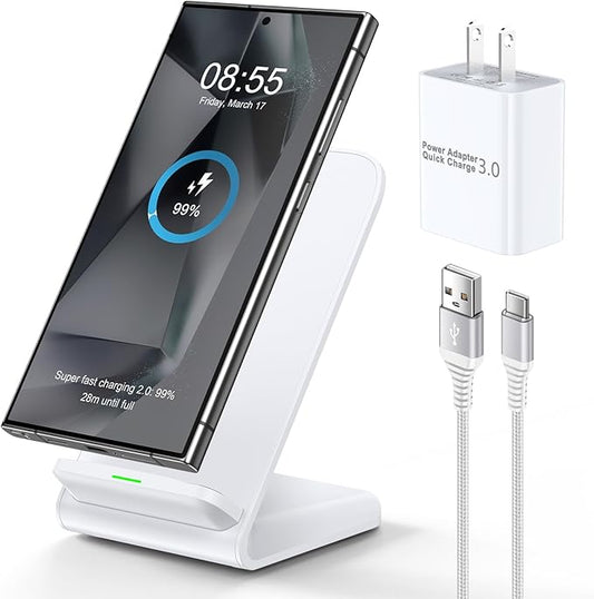 Pixel Wireless Charging Stand Fast Charging Pad for Google Pixel 9 9Pro XL/Fold 8a 8Pro 8 7a 7Pro 6, 15W Android Wireless Charger Station with 18W Adapter for Samsung S25 Ultra S24 FE, for Moto razr+