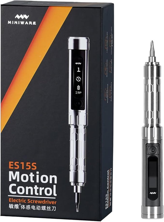 YKEY Original MINIWARE ES15S Mini Electric Power Screwdriver Rechargeable Portable Small Cordless Smart Motion Control with 24 Magnetic Bits OLED Screen Repair Tool for Phone Camera Laptop