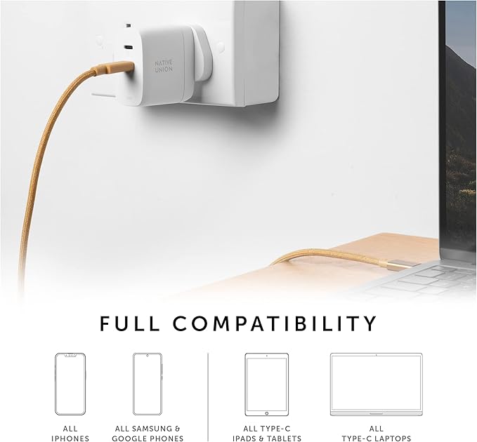 Native Union Fast GaN Charger PD 67W – Ultra-Compact Multi-Device Power Delivery Enabled USB-C Charger Up to 67W – for MacBook Pro, iPads, iPhones, Pixel, Galaxy & Other Type-C Devices (Black)