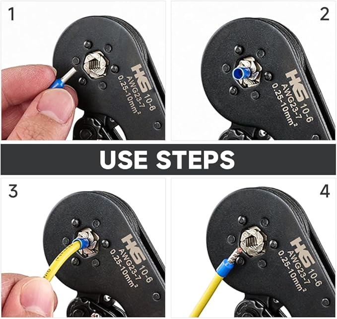 HKS Ferrule Crimping Tool Kit - Hexagonal Ferrule Crimper Plier (AWG 23-7) with Muti-use Wire Stripper & 1900Pcs Wire End-Sleeves Terminals Kit in Box