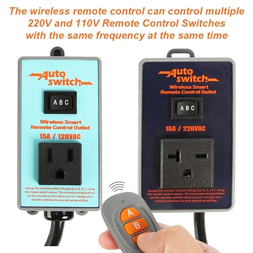 O'SKOOL Remote Control Wireless Electrical Outlet Switch, 433M Transmitter 120V Plug (Battery Included)