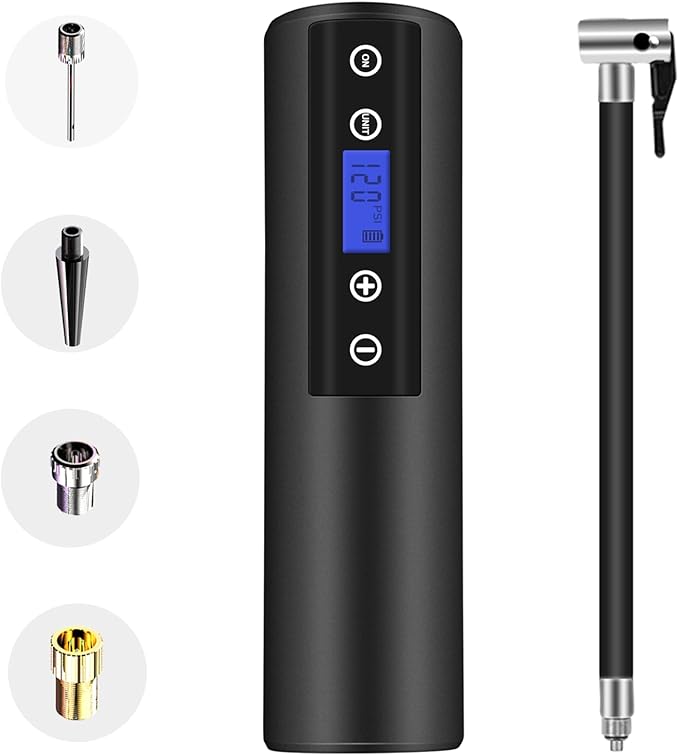 150 PSI Tire inflator portable air compressor with LCD Display Emergency LED Light Rechargeable Li-ion Batteryd Electric Cordless Air Pump for Cars, Motorbikes, Balls, Swim rings and All Bicycles