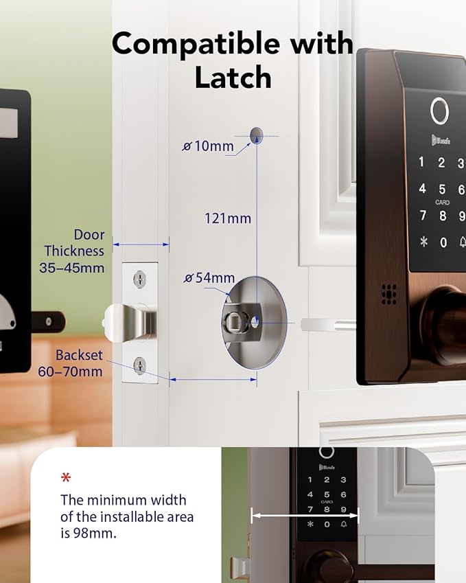 Smart Lock Doorbell Fingerprint Smart Door Lock Deadbolt for Homeowners or Parents Door Lock with Camera and Door Handle for Renters, Keyless Entry Door Lock for Front Door (Contour Sand Nickel)