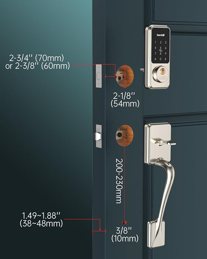 Hornbill Smart Front Door Lock Set, Keyless Entry Door Lock with Handle, Smart Deadbolt Keypad Lock, Alexa Front Door Handle Set, Bluetooth Digital Lock with APP/IC Cards/Auto Lock/1-Touch Lock/Keys