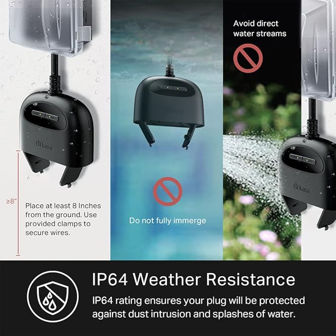 Kasa Apple HomeKit Outdoor Smart Plug, 2 Sockets, IP64 Weather Resistance for Outdoor String Lights, Compatible with Siri, Alexa & Google Home, Long Wi-Fi Range, 2.4G Wi-Fi Only, ETL Certified (EP40A)