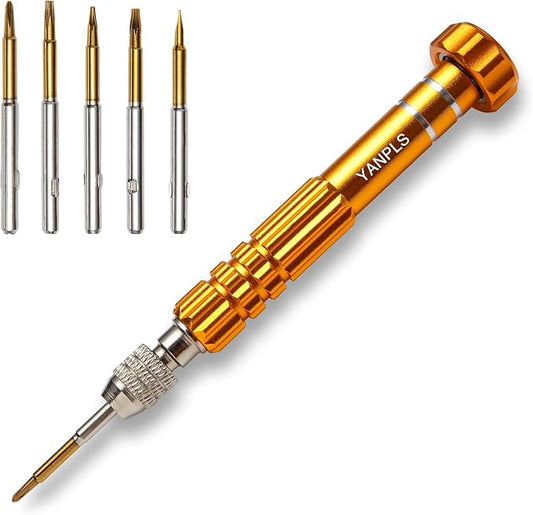 Small Screwdriver Watch Glasses Mini Set, Micro Precision Tiny Screwdriver Set Small Screwdriver Set for Electronics Eyeglass (gold)
