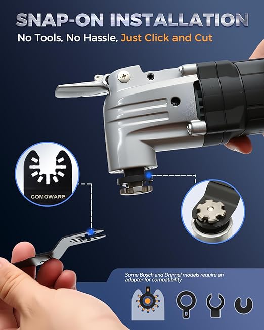 COMOWARE 20 Pcs Titanium Oscillating Tool Blade, 1-3/4” & 1-3/8” Professional Multi-Tool Blades Kit, Quick Release Durable Oscillating Saw Blades for Wood, Plastic & Soft Metal