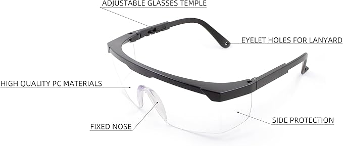 Safety Glasses For Men and Women, Anti Fog Work Glasses for Adjustable Frames and Side Protection
