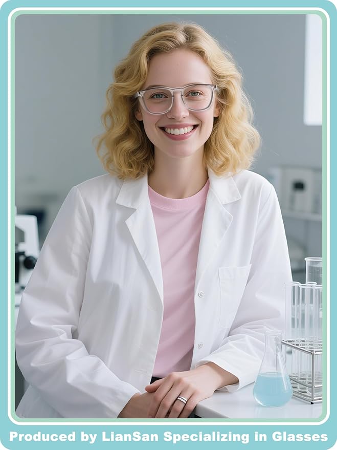 LianSan Oversize Anti-Fog Safety Glasses for Nurses, Z87.1 Certified Goggles for Women, Square UV Protection