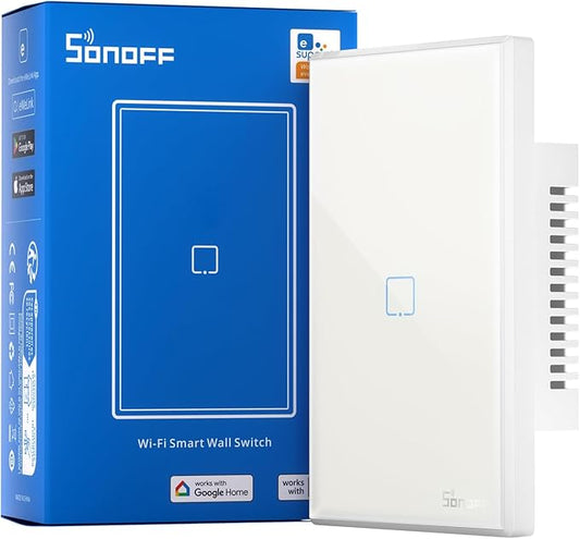 SONOFF Smart Light Switch,2.4GHz WiFi Touch Smart Wall Switch for Lights, Light Switch Smart Life Works with Alexa and Google Home, Interruptor Inteligente Neutral Wire Required, 1 Gang 1 Way TX T0