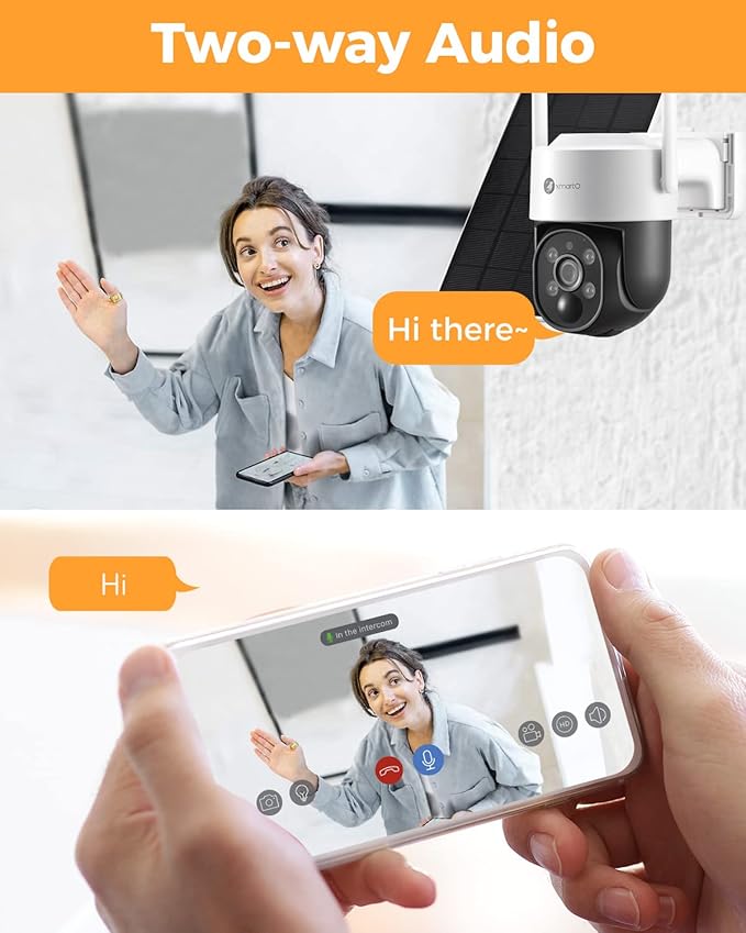 XMARTO 100% Wire-Free Solar Home Security Camera System Wireless, 4-Set 2K CCTV Camera Kit with 4K 10CH Expandable WiFi NVR + 4PCS Wire-Free PTZ Solar Security Camera