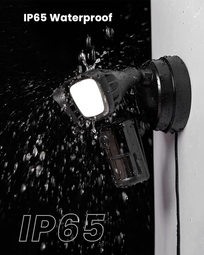 ieGeek 5MP Floodlight Camera Outdoor, Wired Home Security Light Cameras, 5G/2.4G WiFi Flood Light Camera Outside with Smart Motion Detection/Siren,Color Night Vision,2 Way Audio,24/7 Recording (Black)