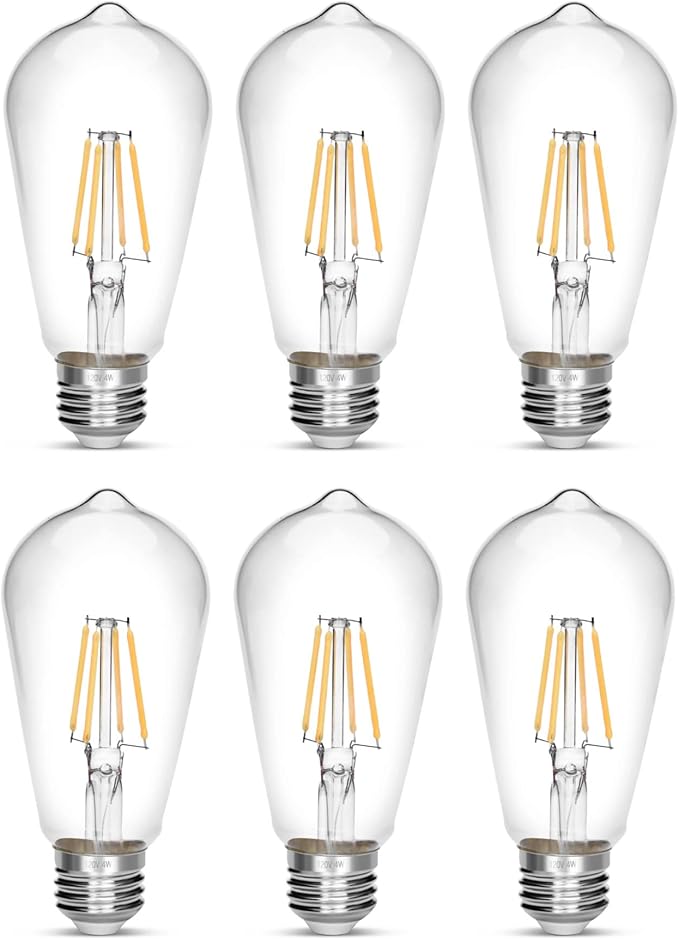 LED Edison Bulb 4W,Antique 40W Vintage Edison Bulb,E26 Light Bulb Non Dimmable Led Bulb 450 Lumens 4000K Daylight White,Pack of 6