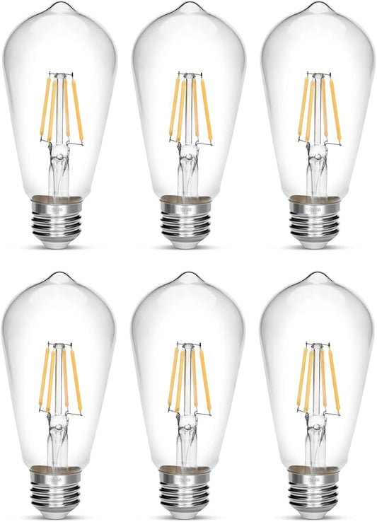 LED Edison Bulb 4W,Antique 40W Vintage Edison Bulb,E26 Light Bulb Non Dimmable Led Bulb 450 Lumens 4000K Daylight White,Pack of 6
